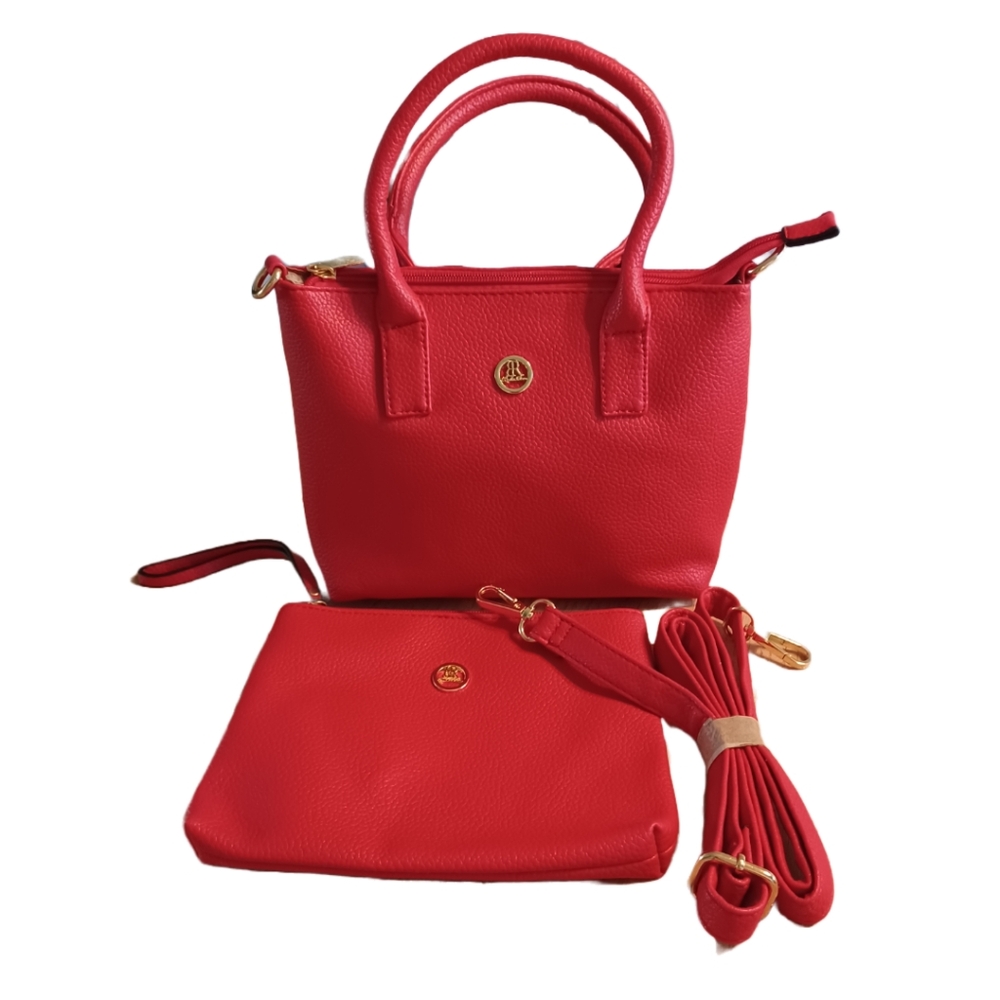 BELLA ROSE CROSSBODY/ DOUBLE HANDLES BAG WITH WRISTLET/MAKE-UP BAG  NWOT